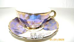 Orion Japan Lusterware Teapot & 6 Demitasse Cups & Saucers Purple Lilac/Gold VTG