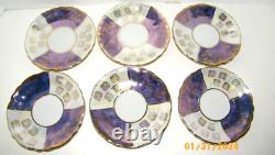 Orion Japan Lusterware Teapot & 6 Demitasse Cups & Saucers Purple Lilac/Gold VTG