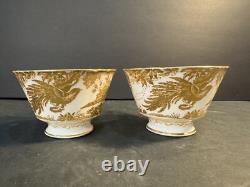 PAIR Royal Crown Derby Aves Gold Tea Cups No Saucers 66% OFF RETAIL Perfect