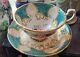 Paragon Cup & Saucer Teal Turquoise(blue Green) With Pink Flowers And Gold Trim