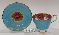 PARAGON JOHNSON RED ROSE CUP & SAUCER Rose Garland & Floating Rose Gold Saucer