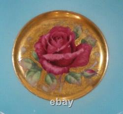 PARAGON JOHNSON RED ROSE CUP & SAUCER Rose Garland & Floating Rose Gold Saucer