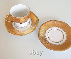 PIPATANA BENJARONG 18K Gold Porcelain Espresso Coffee Cup Saucers Plate Thailand