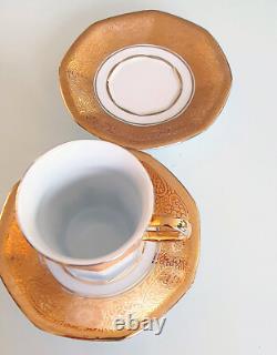 PIPATANA BENJARONG 18K Gold Porcelain Espresso Coffee Cup Saucers Plate Thailand