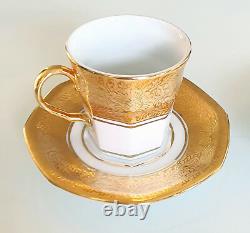 PIPATANA BENJARONG 18K Gold Porcelain Espresso Coffee Cup Saucers Plate Thailand
