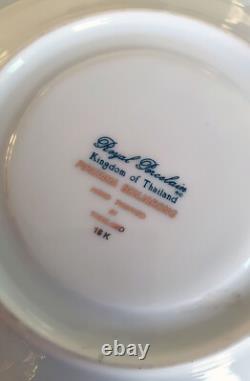 PIPATANA BENJARONG 18K Gold Porcelain Espresso Coffee Cup Saucers Plate Thailand