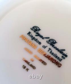 PIPATANA BENJARONG 18K Gold Porcelain Espresso Coffee Cup Saucers Plate Thailand