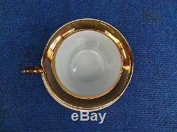 PORCELAIN CUP & SAUCER CHATEAU DE ST CLOUD EMPIRE STYLE 1900's GILT LEAFS WHITE
