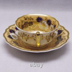 Pair Antique Ridgway 2/1221 Teacups and Saucers and Matching Plate Circa 1830