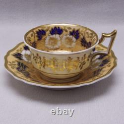 Pair Antique Ridgway 2/1221 Teacups and Saucers and Matching Plate Circa 1830