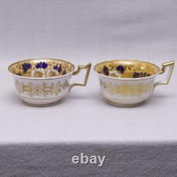 Pair Antique Ridgway 2/1221 Teacups and Saucers and Matching Plate Circa 1830
