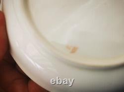 Pair Of Antique Brown Westhead & Moore Cups & Saucer With Gilded Fruit Borders