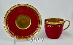 Pair of Antique Cauldon Demitasse Cups & Saucers, Gilded