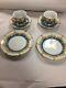 Pair Of Antique Meissen Hand Painted Blue Gold Tea Cups, Saucers, Plates