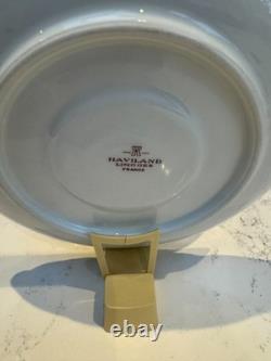 Pair of Haviland Limoges Green Floral Teacups & Saucers French Porcelain, Gold