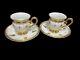 Pair Of Limoges Gold Gilt Napoleonic Bees & Laurel Leaf Cups & Saucers