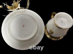 Pair of Limoges Gold Gilt Napoleonic Bees & Laurel Leaf cups & Saucers