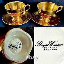 Pair of Rare Vintage (1950s) English Royal Winton Golden Age Cups & Saucers