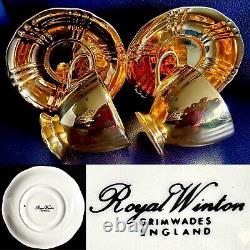 Pair of Rare Vintage (1950s) English Royal Winton Golden Age Cups & Saucers