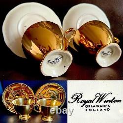Pair of Rare Vintage (1950s) English Royal Winton Golden Age Cups & Saucers