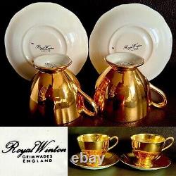 Pair of Rare Vintage (1950s) English Royal Winton Golden Age Cups & Saucers