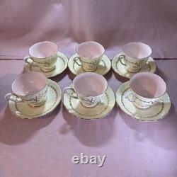 Pair of Vintage (1950s) 24ct Gold Gilded Queen Anne Cups, Saucers, Milk Jug etc