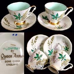 Pair of Vintage (1950s) 24ct Gold Gilded Queen Anne Louise Cups & Saucers