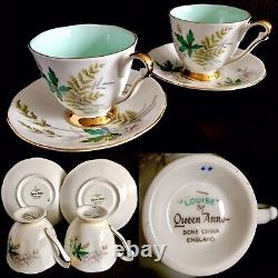 Pair of Vintage (1950s) 24ct Gold Gilded Queen Anne Louise Cups & Saucers