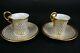 Pair Vintage French Limoges Heavy Gilded Cup And Saucers