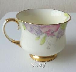 Paragon 1935 Art Deco Trio Set Pink & Lilac Floral Gilded Tea Cup, Plate, Saucer