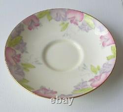 Paragon 1935 Art Deco Trio Set Pink & Lilac Floral Gilded Tea Cup, Plate, Saucer