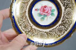 Paragon Bone China A515 Big Pink Rose Cobalt & Gold Scrollwork Tea Cup & Saucer