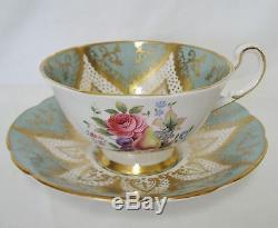 Paragon Bone China F144 Green Gold Fruit Cup & Saucer F144I Rare Minty