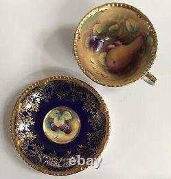 Paragon Bone China Hand painted Frui Cobalt & Gold Scrollwork Tea Cup & Saucer