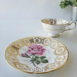 Paragon By Appointmen Her Majesty The Queen Tea Cup & Saucer Pink Rose Gold Lace