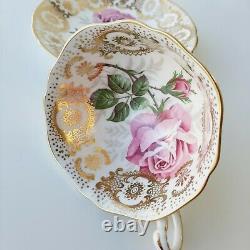 Paragon By Appointmen Her Majesty The Queen Tea Cup & Saucer Pink Rose Gold Lace