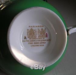 Paragon China Cup & Saucer Green with Gold Chintz & Pink Roses DW 7962