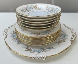 Paragon Classic 21Pc Tea Set. Beautiful Cream, Blue & Gold Pattern & Detail. VGC