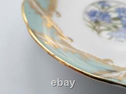 Paragon Cup And Saucer Green Sage With Blue Cornflower Gold Trim Royal Warrant