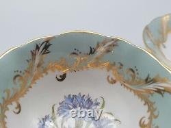 Paragon Cup And Saucer Green Sage With Blue Cornflower Gold Trim Royal Warrant