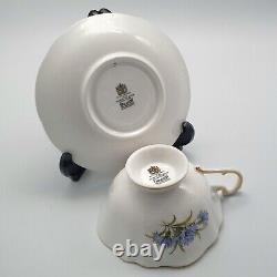 Paragon Cup And Saucer Green Sage With Blue Cornflower Gold Trim Royal Warrant