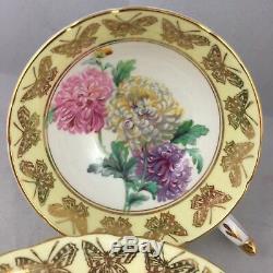 Paragon Cup & Saucer Chrysanthemum Gold Yellow Butterfly 3629 Purple Pink