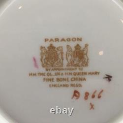 Paragon Dbl Warr Pink Cabbage Rose Navy White & Gold Tea Cup & Saucer Cs320