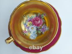 Paragon Double Warrant Floral Cabbage Rose Gold and Pink Cup/Saucer G6591