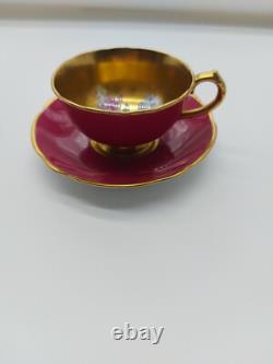 Paragon Double Warrant Floral Cabbage Rose Gold and Pink Cup/Saucer G6591