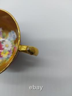 Paragon Double Warrant Floral Cabbage Rose Gold and Pink Cup/Saucer G6591