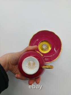 Paragon Double Warrant Floral Cabbage Rose Gold and Pink Cup/Saucer G6591