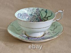 Paragon Double Warrant Pastel Green Purple Ribbons Gold Trims Lilac Cup & Saucer