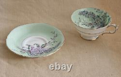 Paragon Double Warrant Pastel Green Purple Ribbons Gold Trims Lilac Cup & Saucer