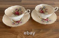 Paragon Double Warrant Peach Gold Trim Floral Rose Tea Cup & Saucer 1939-49 RARE